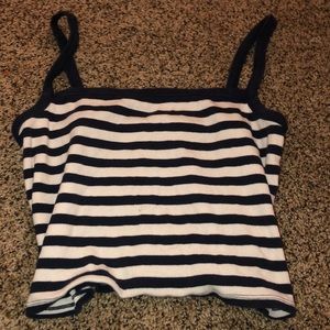 blue and black striped tank top